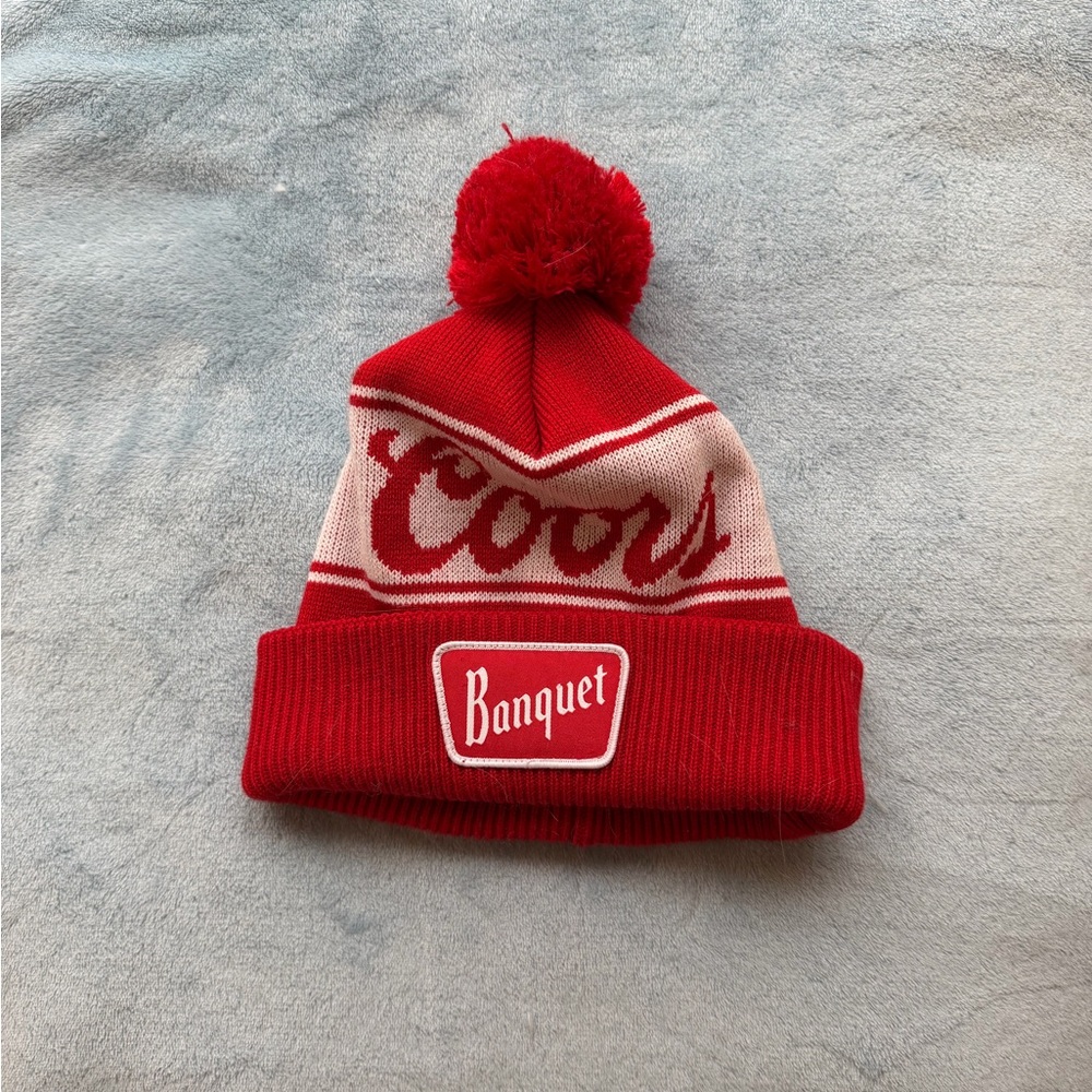 Coors x Banquet Red Pom Beanie Hat